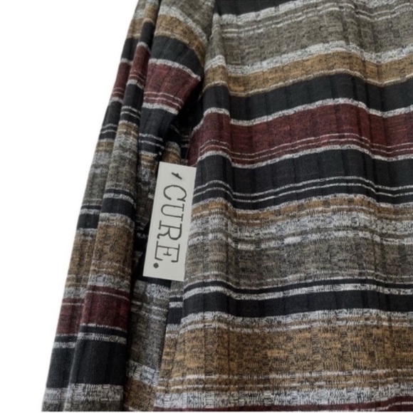 NEW CURE Long Line Cardigan Sweater Jacket Zipper Sleeves Black Brown Tan Size S - Picture 3 of 12